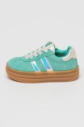 Primigi Primigi, Nyersbőr flatform sneaker, Tengerzöld, Ezüstszín, 31 EU (7926033-AQUAMARINE-31)