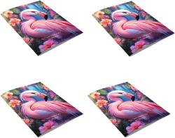 BiroCo jegyzetfüzet A5, 48 oldal, pergamen, flamingó mintás, 4 db-os szett