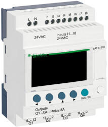 Schneider Electric Zelio Logic - SR2B121B - programozható relé, kompakt, LCD kijelző, 8 DI, 4 DO relés, belső órával, 24 VAC (SR2B121B)