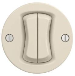 Kliklap Retro - întrerupător dublu pentru scară, fără ramă, nr. 6+6, bej (KA0131)