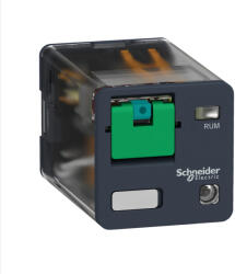 Schneider Electric Harmony Electromechanical Relays - RUMC22BD - RUM univerzális relé, hengeres, 2CO, 10A, 24VDC, tesztgomb, LED (RUMC22BD)