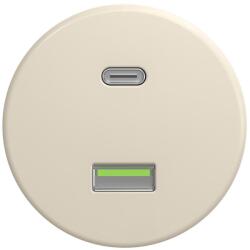 Kliklap - Priză USB retro A+C, fără ramă, bej (KA0140)