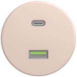 Kliklap - Priză USB retro A+C, fără ramă, roz vintage (KA0125)