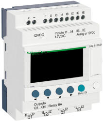 Schneider Electric Zelio Logic - SR2B121JD - programozható relé, kompakt, LCD kijelző, 4 DI + 4 DI/AI, 4 DO relés, belső órával, 12 VDC (SR2B121JD)