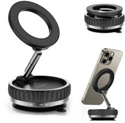 Techsuit - Prémium Autós Tartó VacuumGripX (S15) - Műszerfalra, Mágneses, N55, 360°-ban Állítható - Fekete