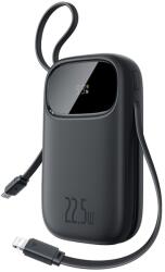 Baseus EnerFill FC31 10000mAh 22.5W Powerbank with Digital Display and 2 Built-in Cables (USB-C + Lightning) - Black