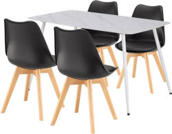 Leziter Ravena 4+1 étkező garnitúra fehér-fekete (LEAB140-WH_DA232AB_4) - geminiduo