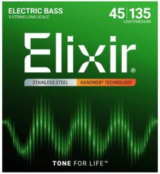 ELIXIR - NanoWeb Stainless Steel 45-135 Light/Medium 5-húros basszusgitár húrkészlet