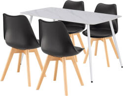 Leziter Ravena 4+1 étkező garnitúra fehér-fekete (LEAB140-WH_DA232AB_4) - homelux