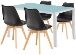 Leziter Nuvia 4+1 étkező garnitúra fehér-fekete (LUAV140W_DA232AB_4) - homelux