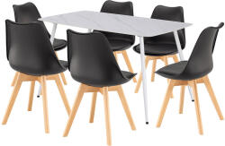 Leziter Ravena 6+1 étkező garnitúra fehér-fekete (LEAB140-WH_DA232AB_6) - homelux