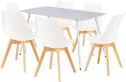 Leziter Ravena 6+1 étkező garnitúra fehér-fehér (LEAB140-WH_DA232AW_6) - homelux