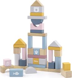 Viga Toys Fa építő kocka (pasztell) (6971608440106) (6971608440106)