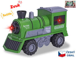MikroTrading Mikro Trading Locomotiva verde 22, 5 cm 1: 16 volantă cu baterie alimentată cu lumină și sunet (68921) Trenulet