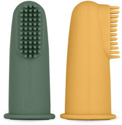 Petite & Mars Ochre & Green BPA Mentes Szilikon Ujjra Húzható Fogkefe szett 2db (Újszülött Kortól) (8596202007883)