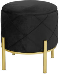AKORD Furniture Factory AKORD Savana Tárolós Puff Fekete Velúr Arany Lábakkal (AKO-PUSAVANA-BLACK)