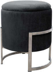 AKORD Furniture Factory AKORD Porto Tárolós Bársony Puff Fekete Ezüst Vázzal (AKO-PUPORTO-BLACK)
