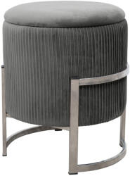 AKORD Furniture Factory AKORD Porto Kör Alakú Bársony Puff Grafitszürke Tárolóval (AKO-PUPORTO-DARK-GREY)