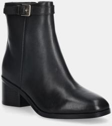 Tommy Hilfiger bőr csizma TH BUCKLE RIDING MID HEEL BOOTIE - fekete Női 37