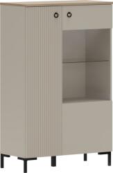 TEMPO KONDELA Vitrină joasă, gri-maroniu Taupe/stejar silverjack, DOMCA 1D1W/140 Comoda