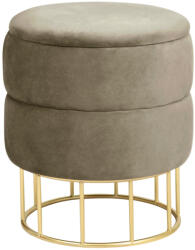 AKORD Furniture Factory AKORD Elza Tárolós Puff Bézs Bársony Arany Lábakkal (AKO-PUELZA-BEIGE)