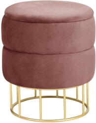 AKORD Furniture Factory AKORD Elza Tárolós Puff Bársony Púderrózsaszín Arany Lábakkal (AKO-PUELZA-POWDER-PINK)