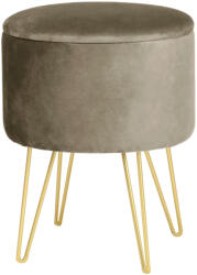 AKORD Furniture Factory AKORD Lili Tárolós Puff Bézs Velúr Arany Lábakkal (AKO-PULILI-LG)