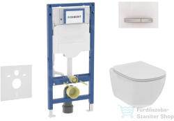 Geberit Duofix falra szerelhető WC szett, Ideal Standard Tesi WC soft close ülőkével, Geberit Sigma 50 alpesi fehér/króm nyomólappal SANI11CD3115 (SANI11CD3115)
