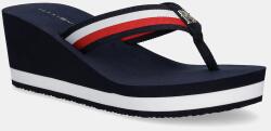 Tommy Hilfiger flip-flop TH CORPORATE WEDGE BEACH SANDAL sötétkék, női, éksarkú, FW0FW08520 - sötétkék Női 41