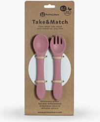 Petite&Mars TAKE&MATCH Szilikon evőeszköz szett, kanál+villa, rózsaszín