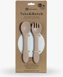 Petite&Mars TAKE&MATCH Szilikon evőeszköz szett, kanál+villa, homok