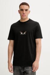 HUGO pamut póló fekete, nyomott mintás, 50549154 - fekete XL