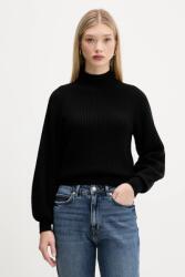 HUGO BOSS gyapjú pulóver fekete, félgarbó nyakú, 50548292 - fekete L