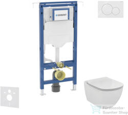 Geberit Duofix falra szerelhető WC szett, Ideal Standard Tesi Aquablade WC soft close ülőkével, Geberit Sigma 01 alpesi fehér nyomólappal SANI11CD3133 (SANI11CD3133)