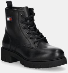 Tommy Jeans bőr csizma TJW LACE UP LEATHER BOOT - fekete Női 38