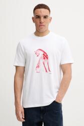 HUGO pamut póló fehér, nyomott mintás, 50548557 - fehér XS