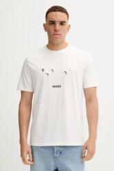 HUGO pamut póló fehér, nyomott mintás, 50549154 - fehér XL
