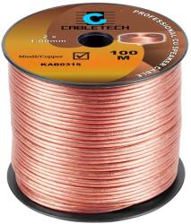 Cabletech Réz hangszórókábel transzparens 2x1mm2 100m/tekercs (KAB0315)