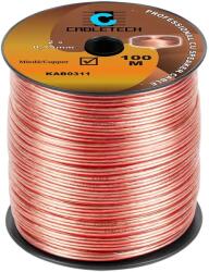 Cabletech KAB0311 Réz hangszórókábel, transzparens 2x0, 75mm2, 100m/tekercs (KAB0311)