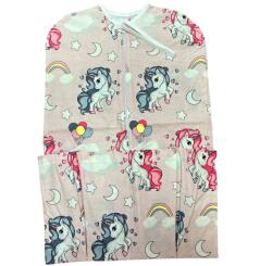  Pamut cipzáras ovis zsák zsebekkel, vállfához - Rózsaszín szivárvány unikornis