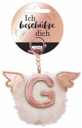 NICI Angyalszárnyas pom-pom kulcstartó fém G betűvel
