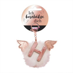 NICI Angyalszárnyas pom-pom kulcstartó fém H betűvel
