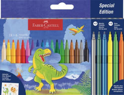 Faber-Castell Filctoll Készlet 18 Darab/Készlet 6 Darab Ajándék Metál és Neon Színű Filctollal és Matricákkal Dinoszaurusz (FC554222)