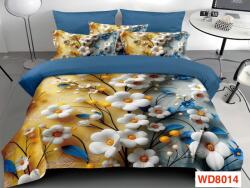Primavara Lenjerii de pat cu imprimeu 5D, cearceaf cu elastic, 4 piese, cod WD8014 Lenjerie de pat