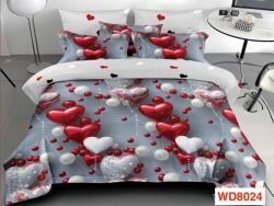 Primavara Lenjerii de pat cu imprimeu 5D, cearceaf cu elastic, 4 piese, cod WD8024 Lenjerie de pat
