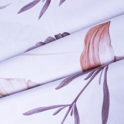 Takoy Pamut szatén 250 cm barna virágok Cally fehér alapon