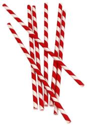  Papír szívószál (standard 6x195mm) piros-fehér csíkos, 200 db/csomag - ginshop
