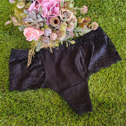 Lemila Magas derekú csipkés pamut tanga Fekete, L 98156