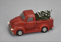  Piros pick up fenyőfával, világítós (C_00537PIR)