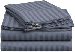 HomePuls Cearșaf pătuț copii cu elastic Damasc Bumbac 100% dungă 1 cm, 110x170 cm pentru saltea 60x120 cm, Gri Antracit
